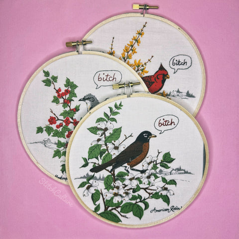 BITCH BIRD / your choice of snarky bird embroidery hoop