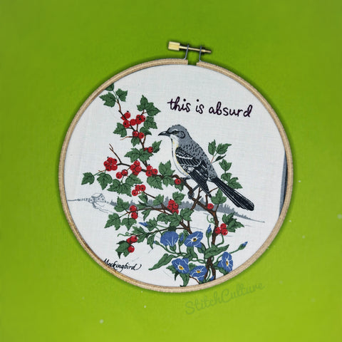 THIS IS ABSURD / SWIFT LONG LIVE bird embroidery hoop