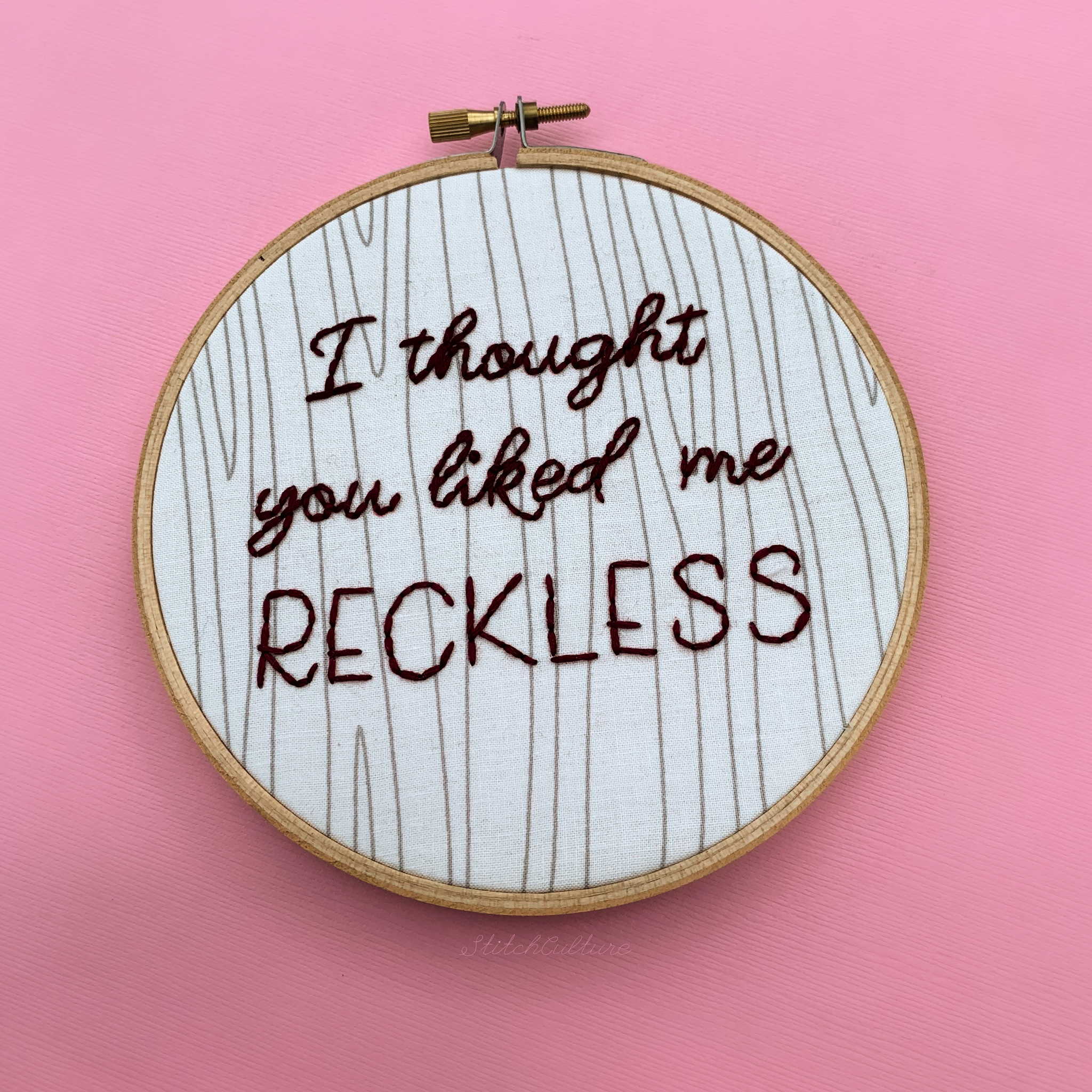 I THOUGHT YOU LIKED ME RECKLESS / Riverdale embroidery hoop