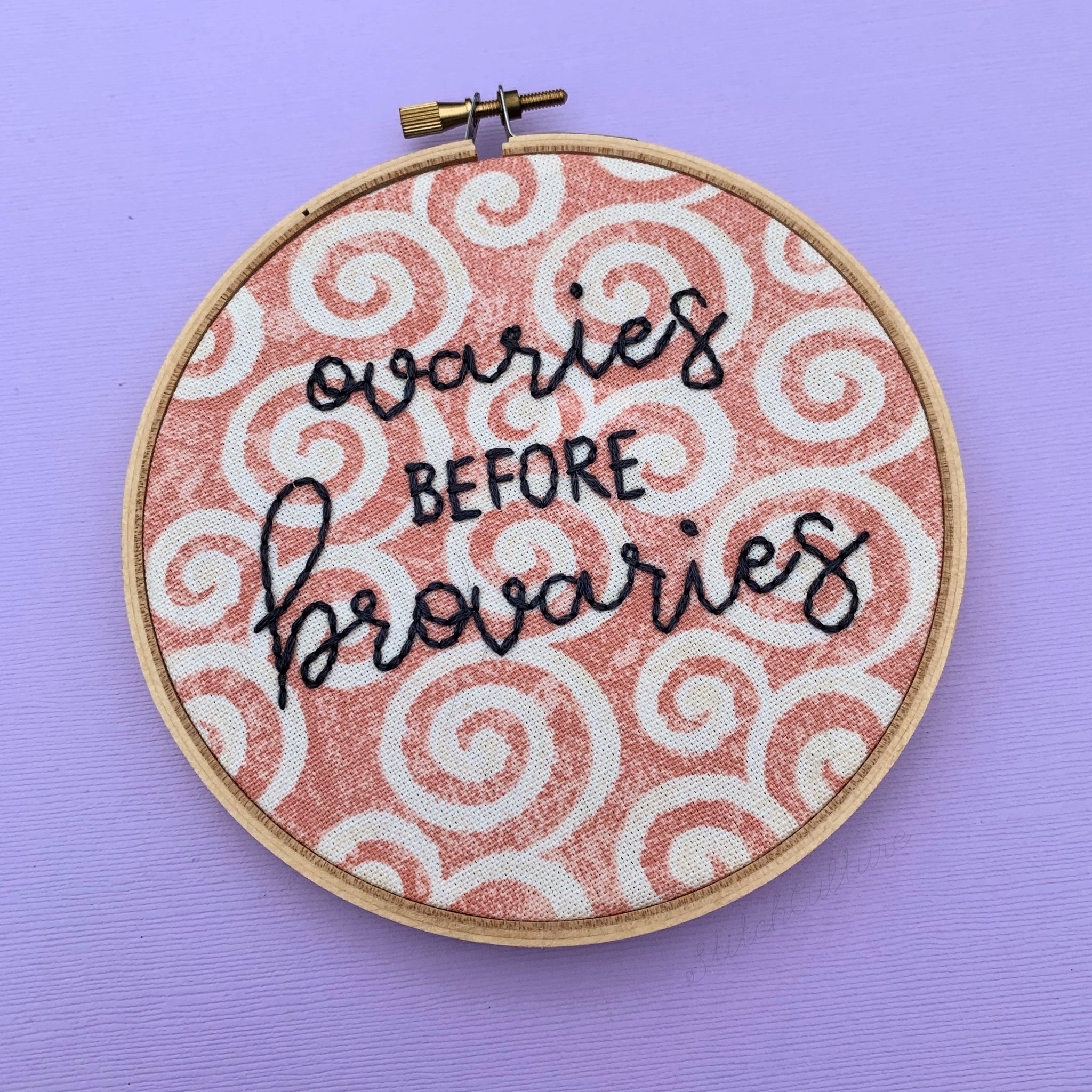 OVARIES BEFORE BROVARIES / Parks and Recreation Embroidery Hoop